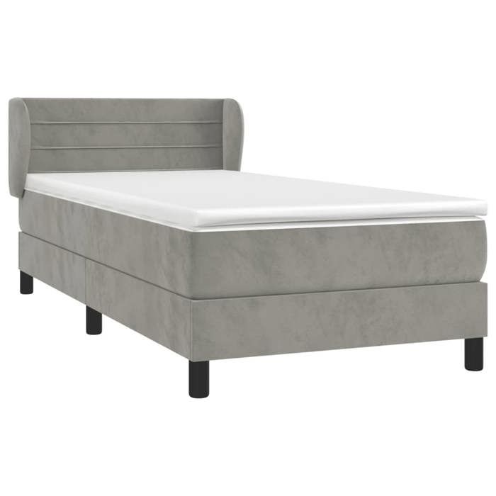 3127517 vidaXL Lit à sommier tapissier et matelas Gris clair 80x200 cm Velours