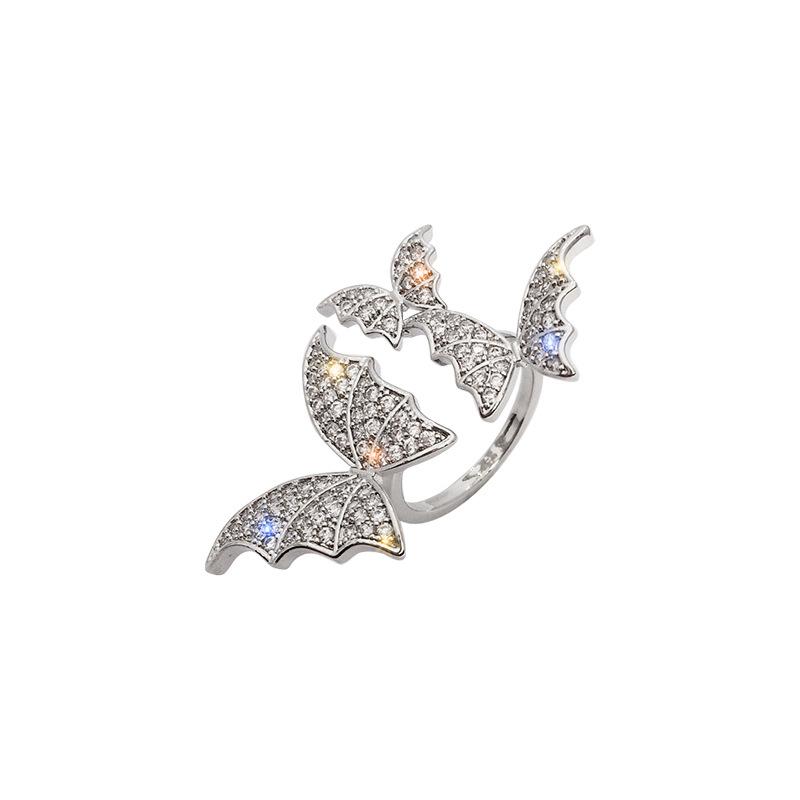 Butterfly Zircon Slightly Inlaid With High-End Light Luxury Style Cold Wind Female Index Finger Ring Fashionable Opening