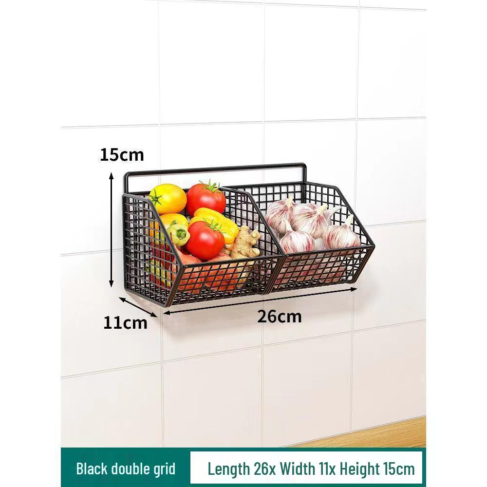 Wall-Mounted Storage Basket for Scallions, Ginger, and Garlic