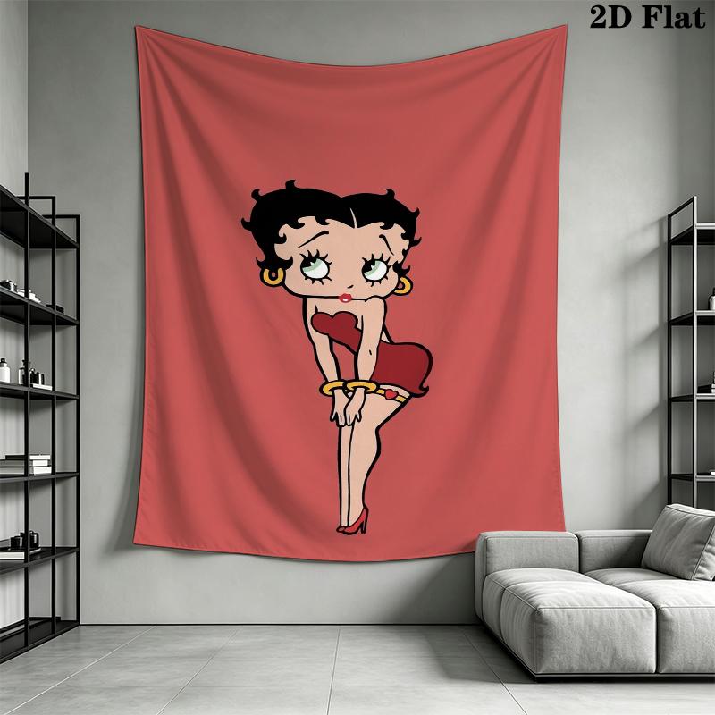 betty boop Wall Tapestry Aesthetic Wall Hanging Printed Fabric Blanket Decorative Tapestries for Bedroom Living Room Home Decor