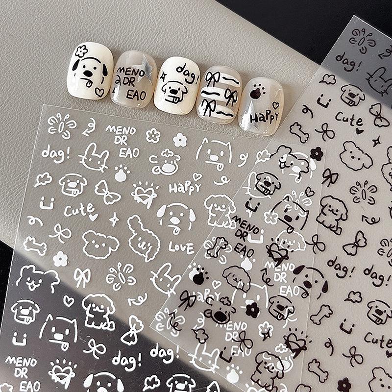 Cute Cartoon Pet Nail Stickers: Graffiti Cats, Hand-Painted Paws, and Adorable Puppies