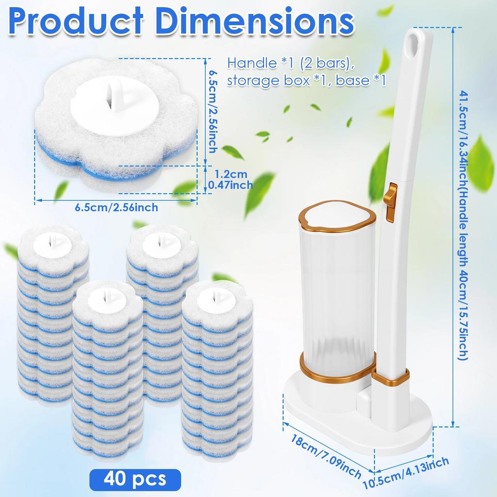 New Toilet Brush Disposable Replacement Head Cleaning Kit Long Handle Toilet Wand Kit 360° Bathroom Cleaning Tool for Home Hotel