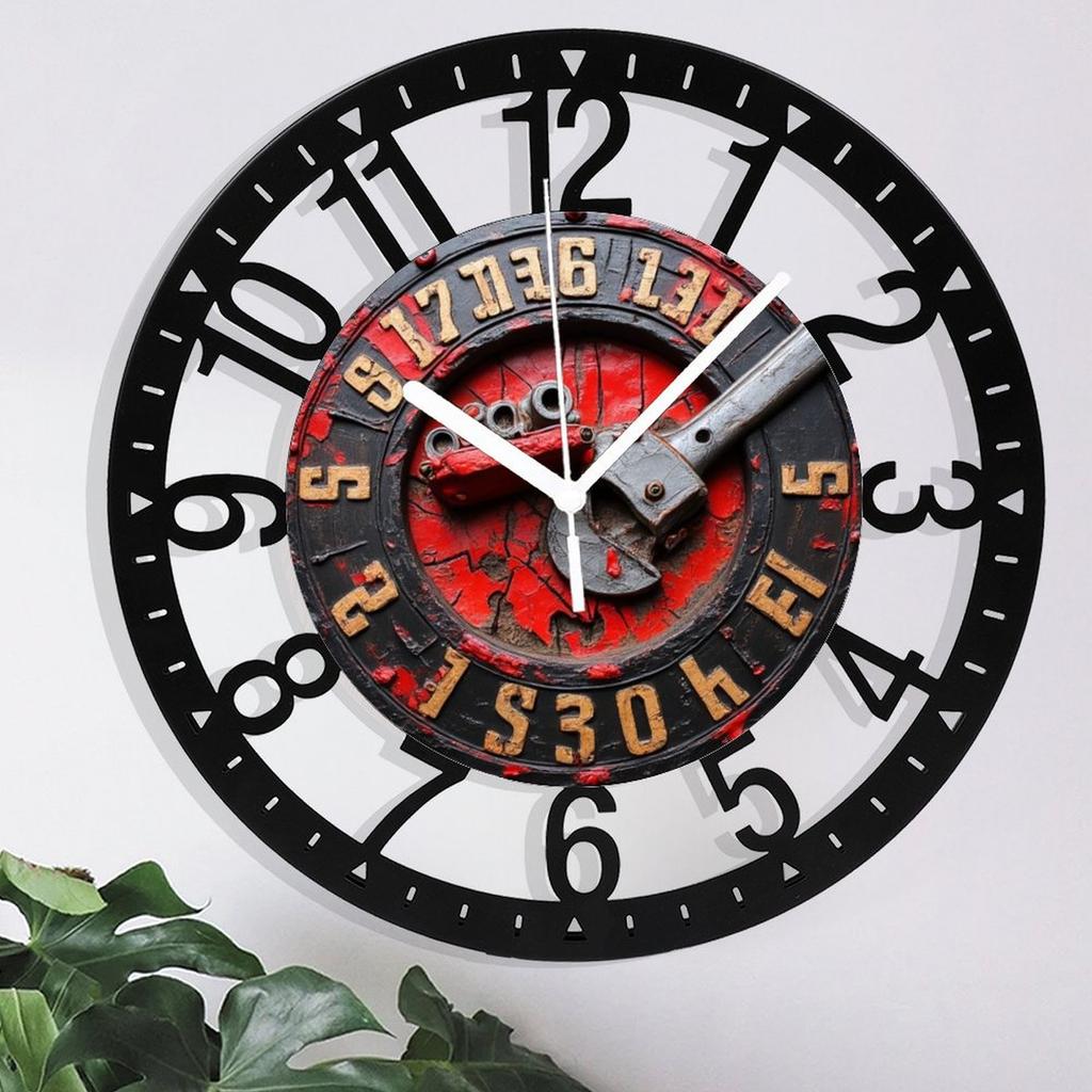 25cm Circular Iron Wall Clock with an Owl On Branch