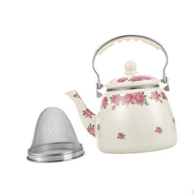Enamel Tea Kettle Coffee Pot 3.3L Comfortable Grip Porcelain Water for Kitchen Decor