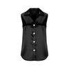 Women Sleeveless Satin Button Down Shirt V Neck Collared Blouse Relaxed Fit Lightweight Summer Top