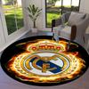 Real Madrid CF Runder Teppich, Teppich für Wohnzimmer Schlafzimmer Sofa Spielzimmer Dekor, Rutschfeste Bodenmatte