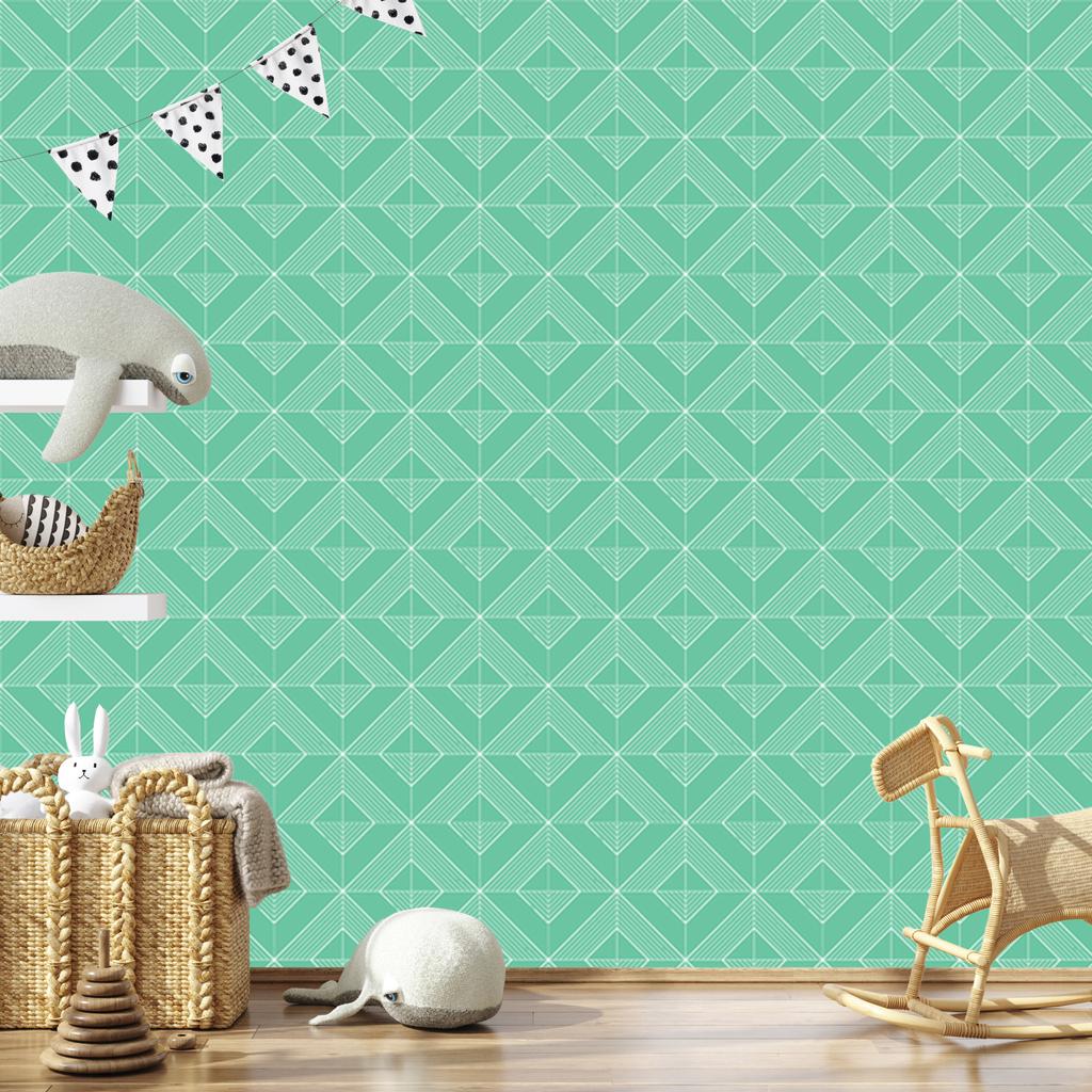 Wallpaper Geometric Rhombuses Teal and Mint, Sea Background 50x1000