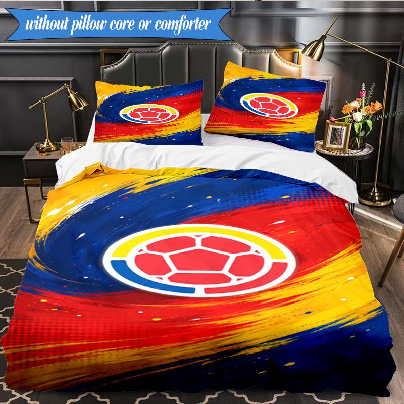 Colombian National Football Team 3pcs Bedding,Including 1pc Duvet Cover And 2pcs Pillowcases Perfect for Christmas,Ideal for Bedroom, Dormitory