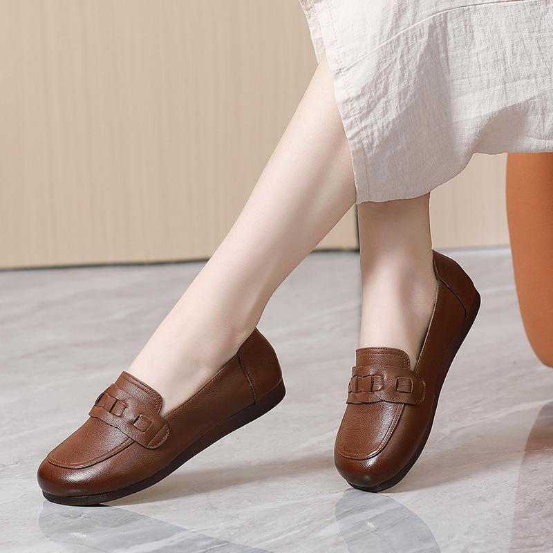 Fashion GKTINOO 100% Genuine Leather Shoes Woman Flat Shoes 2024 Large Size Autumn Shoes Comfortable Soft Sole Non-slip Flats Shoes