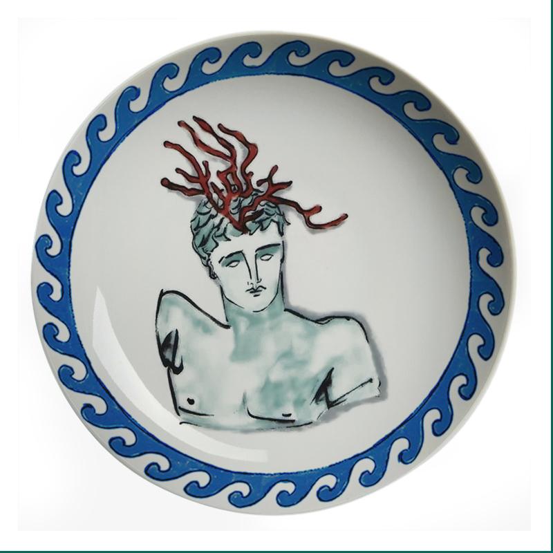 Italian Ginori 1735 Poseidon Tour Plate Ceramic Decorative Ornaments Dish Living Room Bedroom Background Wall Hanging Plate