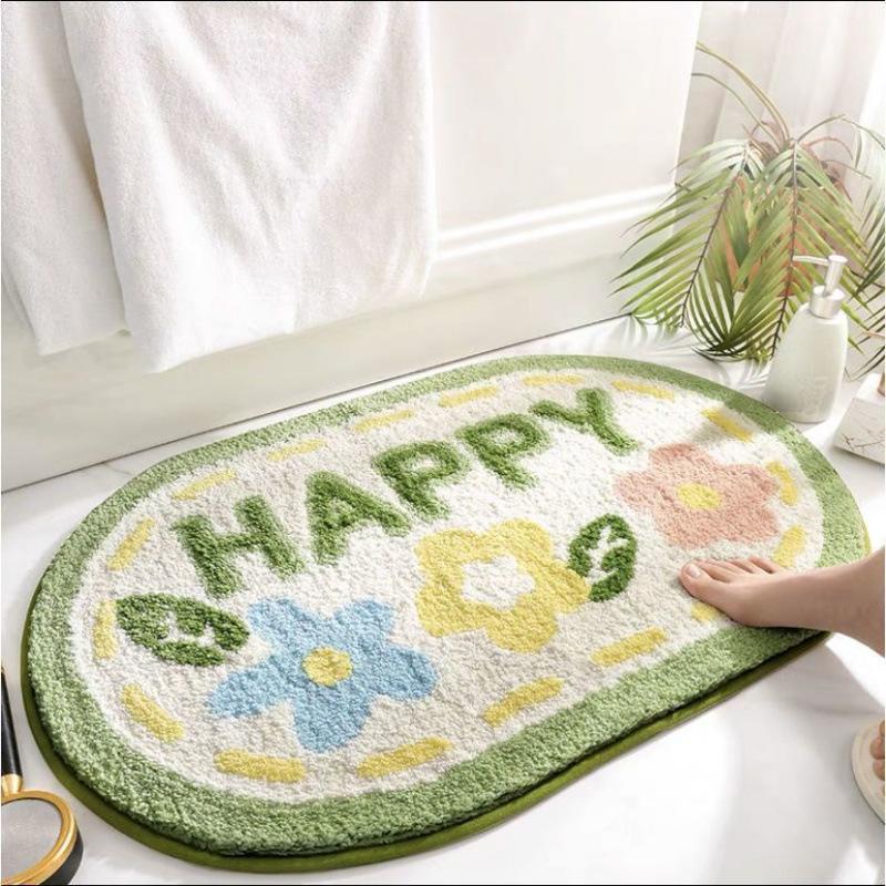 Quick-Dry Anti-Slip Bathroom Floor Mat for Water Absorption Thin No Pile 40x60cm