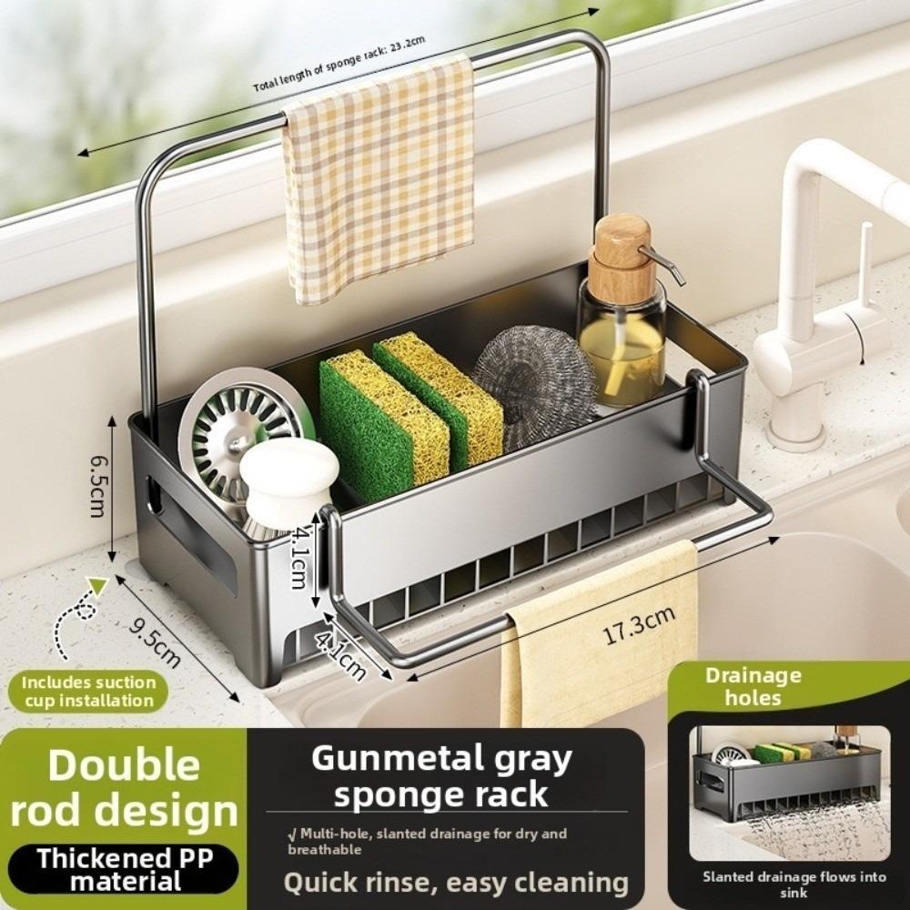 Easy to Clean Multi-Use Drain Rack Space-Efficient Sink Storage Tray Kitchen Sink Rack  Home Use