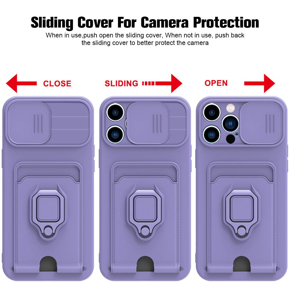iPhone16Pro Max Case Car Magnetic Holder Sliding Lens Protection Cover For iPhone 16 Pro Max 16Pro TPU Card Slot Bumper Coques