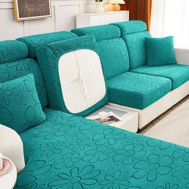 Jacquard Sofa Cover For Living Room Cationic Carving Sofa Covers Elastic Corner Sofa Seat Cushion Cover Furniture Protector