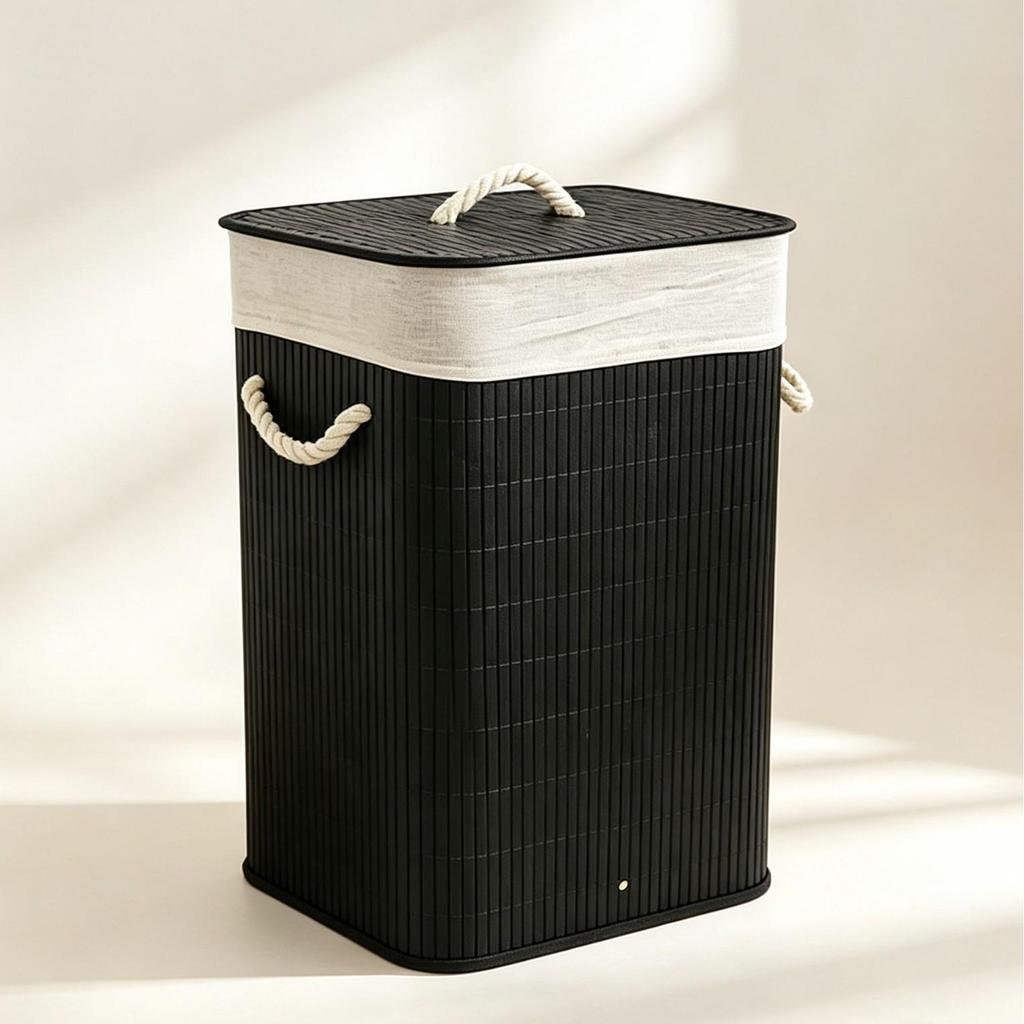 Bamboo Woven Laundry Hamper with Lid - Dustproof & Odor-Proof Storage Basket for Home & Hotel.