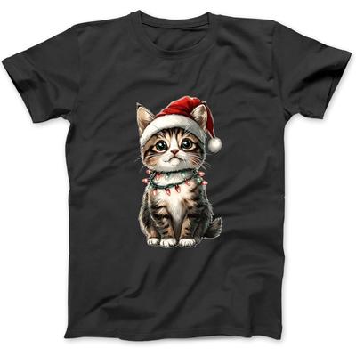 Cute Kawaii American Shorthair Cat Christmas Hat Xmas Long Sleeve, T-Shirt, Sweatshirt, Hoodie for Men, Women, Kids