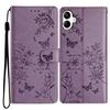 For Samsung Galaxy A07 Wallet Phone Case Butterfly Floral Imprint Leather Flip Cover with Strap