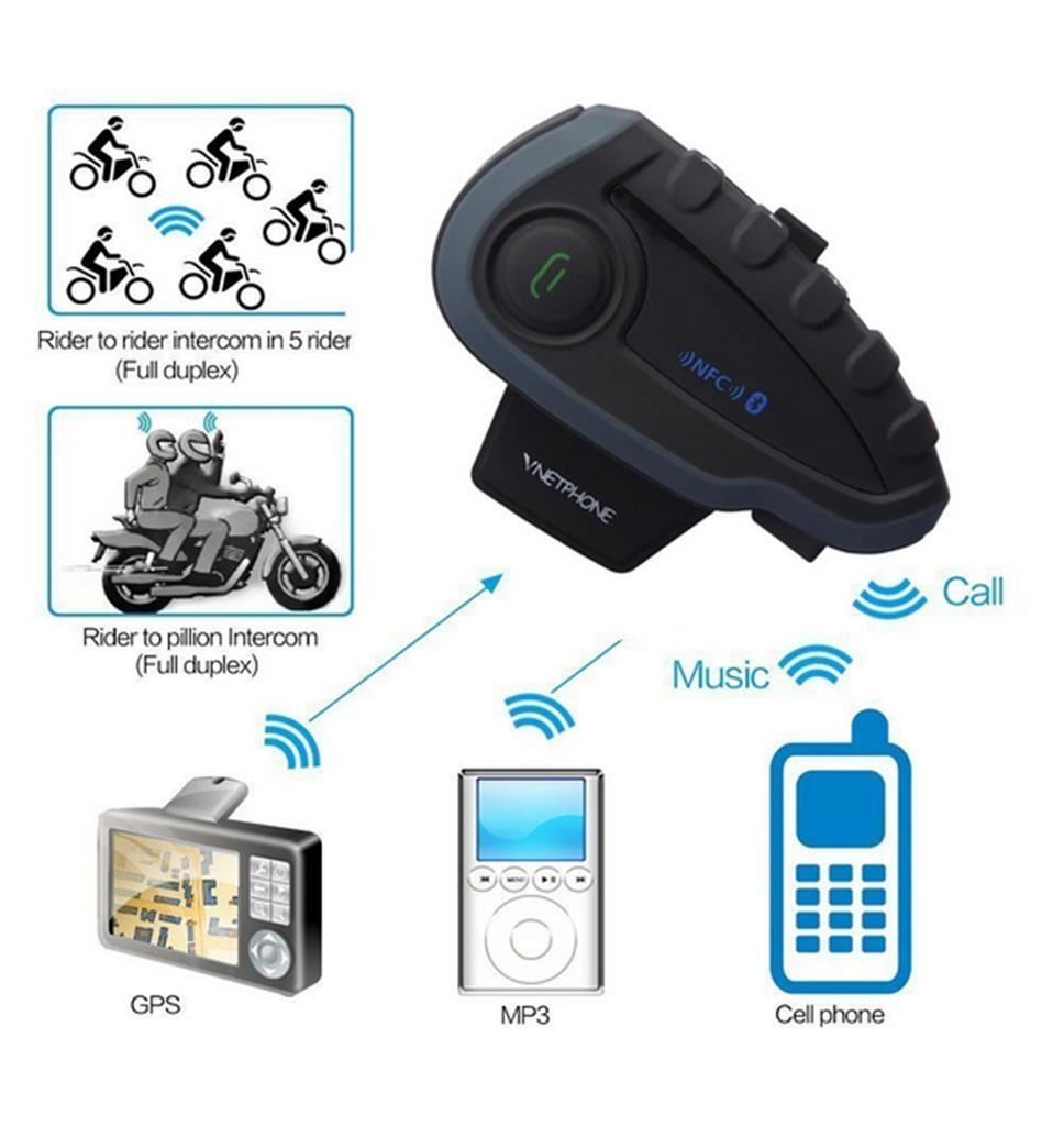 1× Motorcycle Helmet Bluetooth Interphone Headset NFC Remote Control Full Duplex
