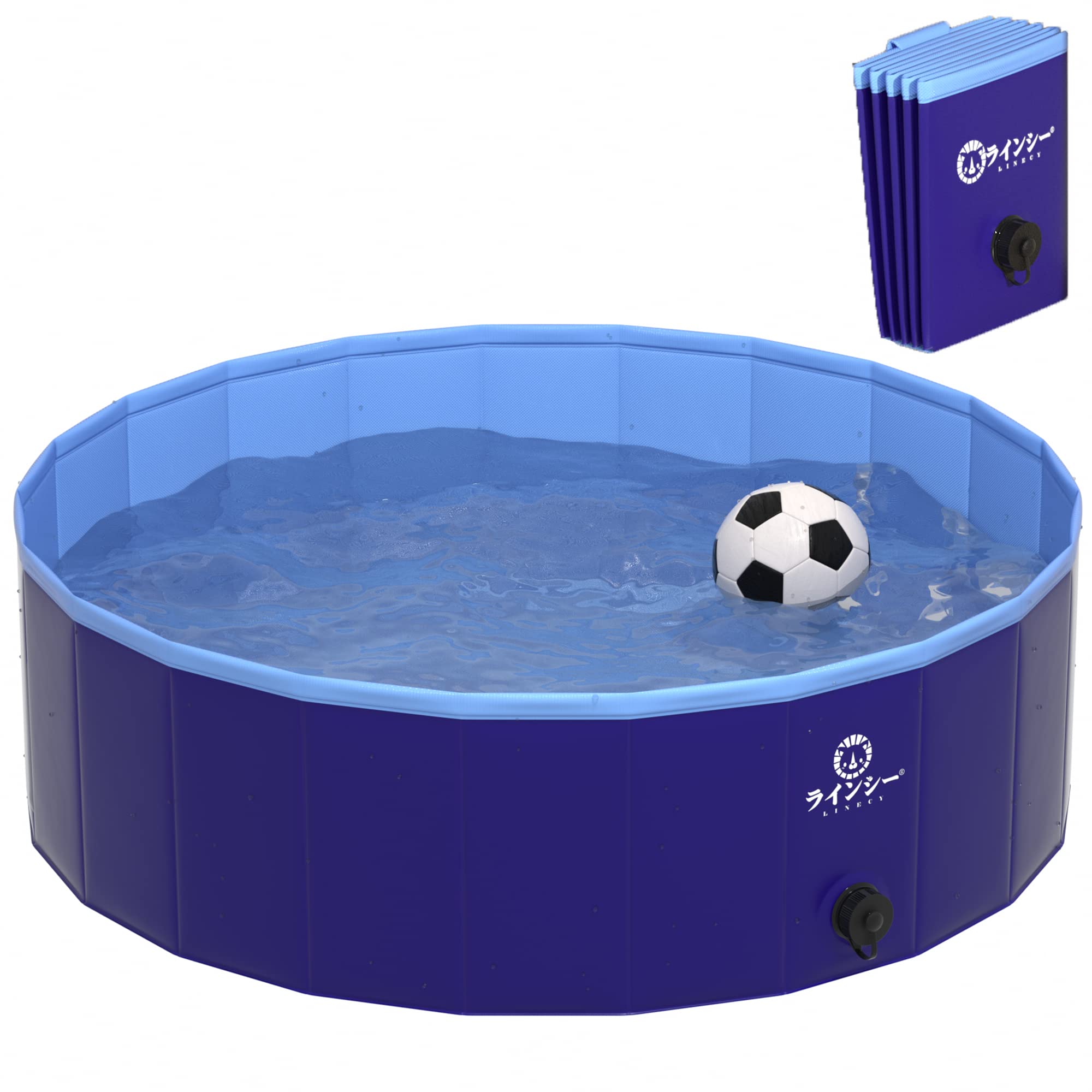 

AutoGo Large Pool Folding Pool No Air Required For Home Use Children Water Play Pet Pool Dog Pool Vinyl Pool Foldable Easy to Carry Summer Goods Water синий