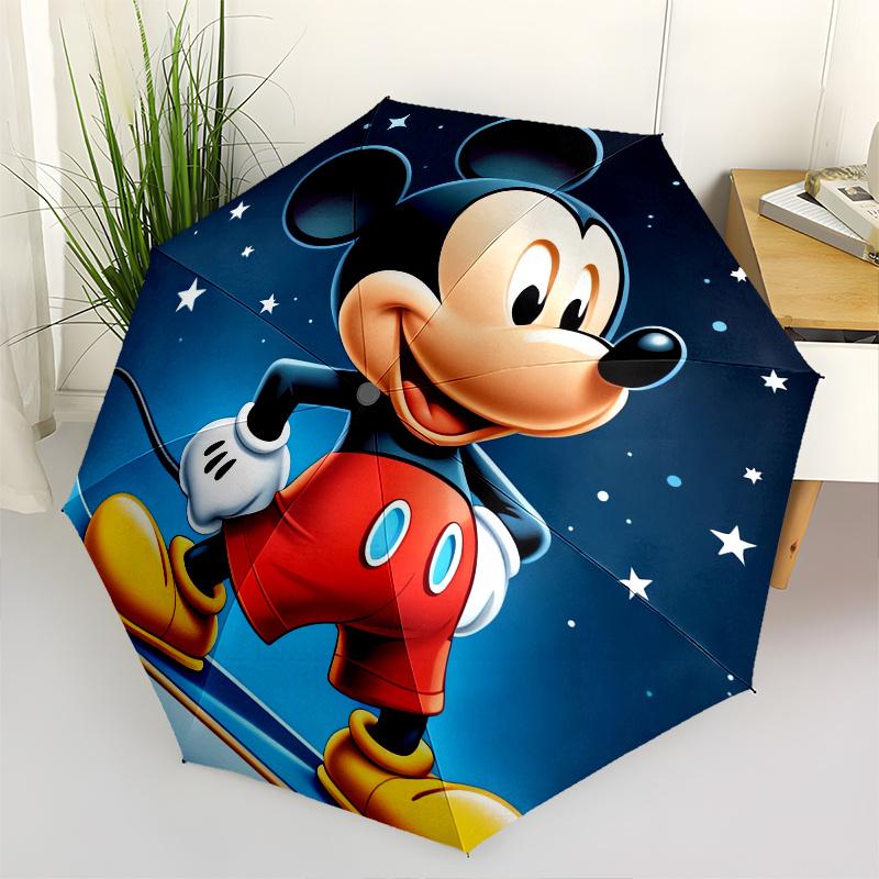 

Mickey Mouse,Skateboarding Themed Automatic Opening and Closing Folding Umbrella, Reinforced 8 Ribs, Compact Travel Design, Fashionable Fold