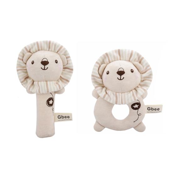 2Pcs Baby Rattles Soft Cute Emotional Comfort Hand Bell Stuffed Rabbit Bear Lion Dog Plush Rattle Toys Toddler Toy