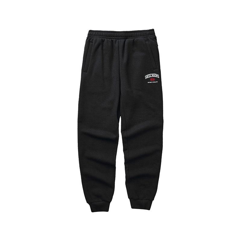 Skechers Lifestyle Solid Color Elastic Waist Tapered Knit Joggers Women bottoms Carbon-Black L423W033-0018 S