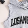 2024 Summer Children Clothes Letter Printed Hooded Sleeveless Sweater Dress Girls Casual Sports  Dresses