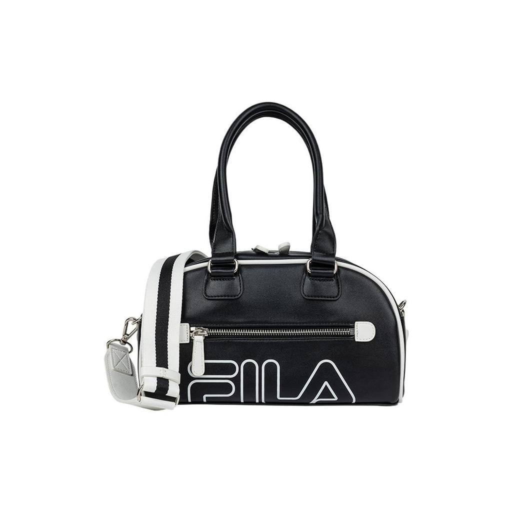 Fila Detachable Shoulder Strap Zipper Closure Leather Bowling Bag Unisex Shoulder Bag Black FS3BCF5312X-BLK