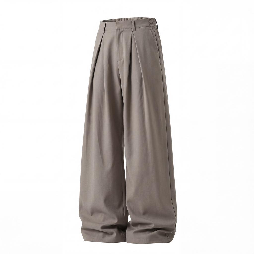 Three-dimensional Pleated Drape A-shaped Wide-leg Pants Men's Spring New Silhouette Loose Straight Breathable Casual Long Pants