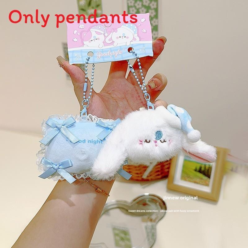

Plush Rabbit And Pillow Keychain With Bow Tie And Nightcap Decor For Cute Bag Accessories Bunny