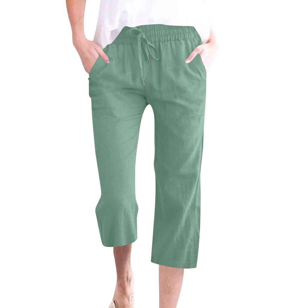 Women's Casual And Fashionable Color Loose Pants With Pocketes