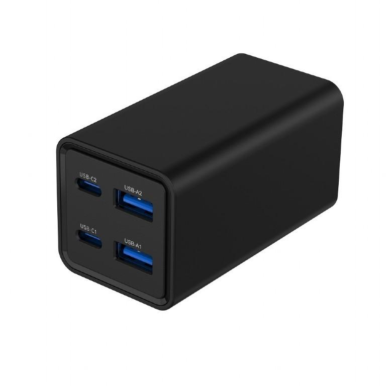 Universal charger 65W GaN 2xUSB-A 2xUSB-C fast charger black