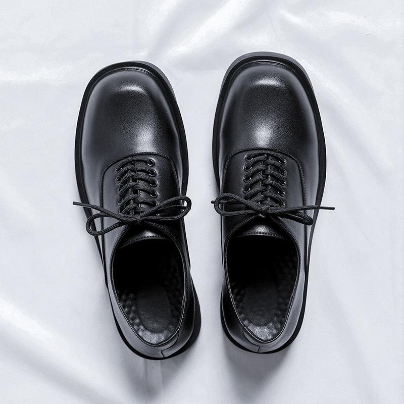 

New leather shoes men s Korean version trendy versatile handsome shoes men s lace-up casual youth British leather shoes 5665-R 38 чёрный