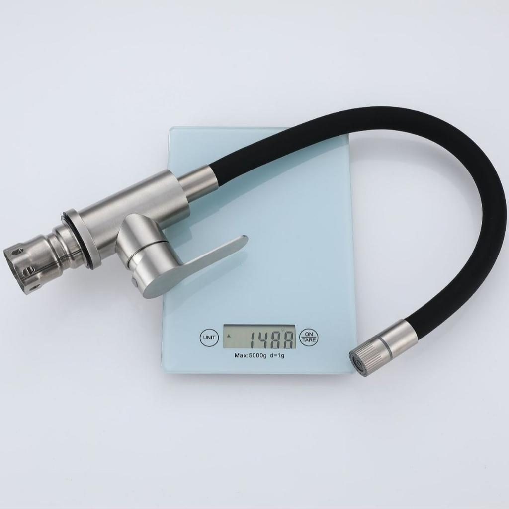 304 Stainless Steel Kitchen Sink Faucet 360 Degree Swivel Hot Cold Sink Water Mixer Tap Deck Mounted Kitchen Tap Brushed Nickel