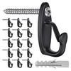 SELEWARE 15-Piece Screw-In Hooks for Hanging Outdoor String Lights, Windproof Christmas Light Hangers, Black Wall Hooks for Patio Gazebo Fence