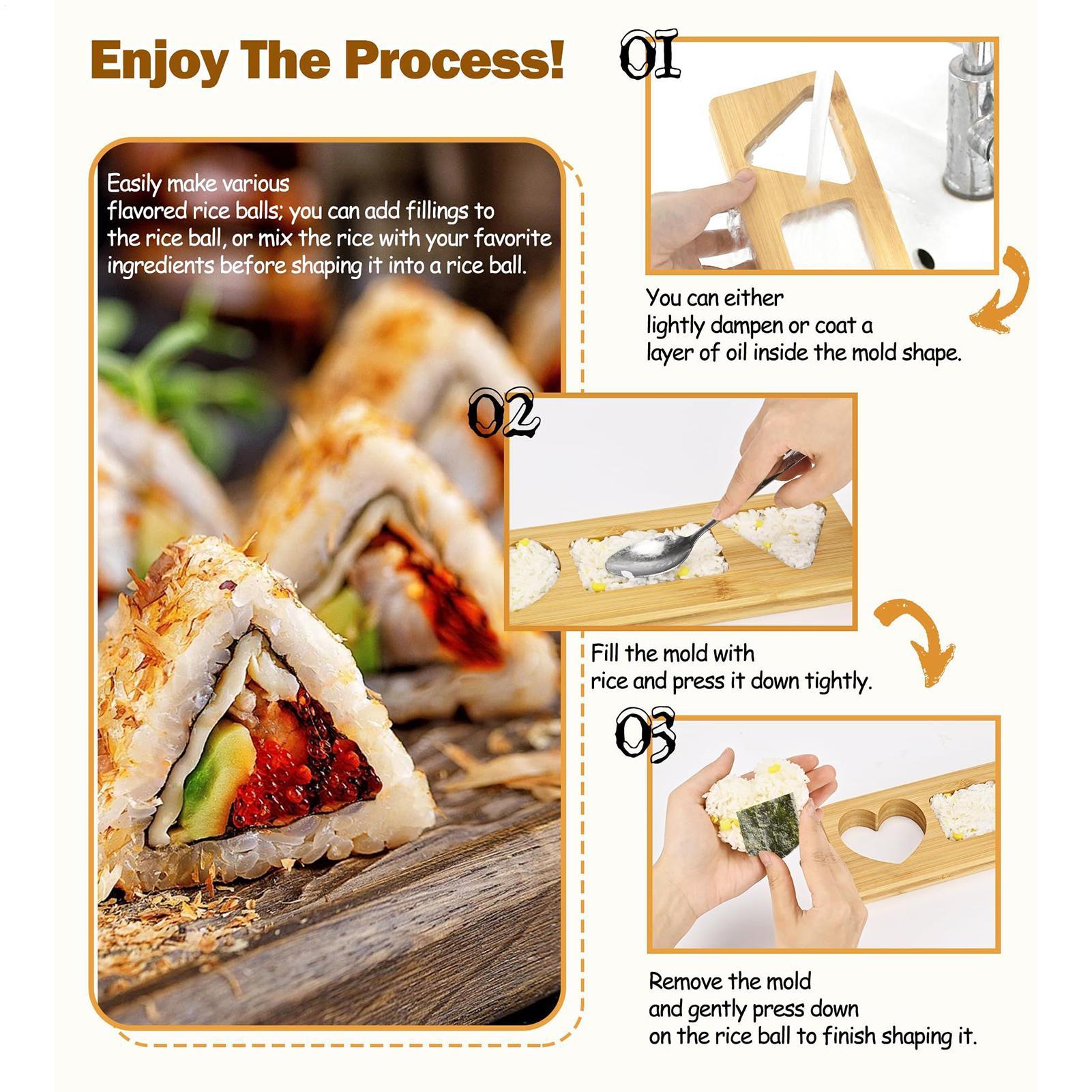 

Rice Ball Mold Sushi Making Tool Non-stick Wooden Rice Ball Mold for Kitchen Snack Home Dining School Party Camping Picnic CN