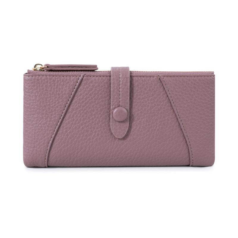 Damski miękki skórzany długi portfel kopertówka etui na monety karty