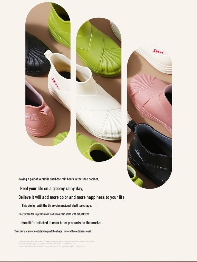 Women's Fashionable Short Ankle Rain Boots with Cotton Velvet Liner - Non-slip, Low Cut, Warm Rubber Shoes