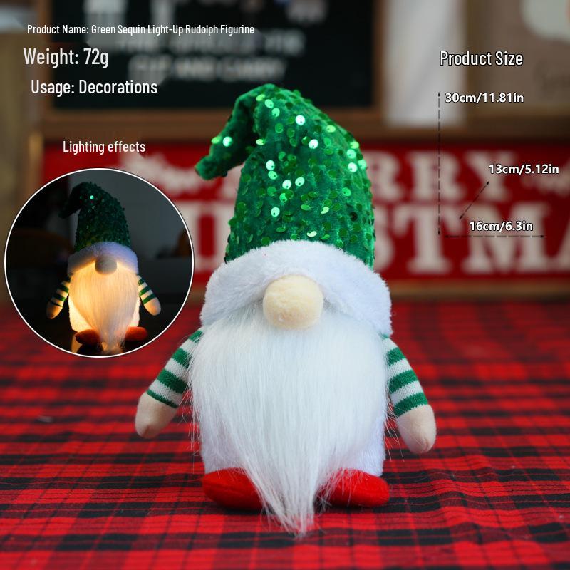 Svítící flitrový trpaslík a Rudolf vánoční ozdoby