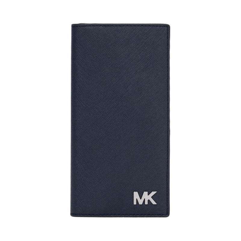 MICHAEL KORS COOPER Brand Classic Logo Cowhide Wallet Large Men s Navy Blue синий