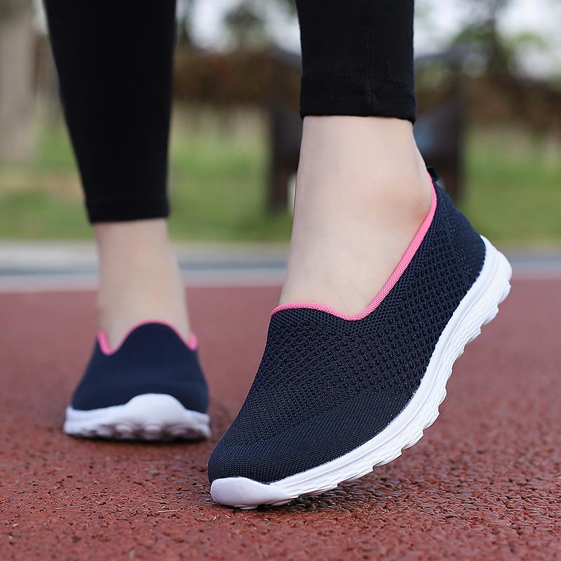 Ultra Light Women's Flats Breathable Mesh Loafers Elastic Ladies Slip-on Casual Shoes for Walking Traveling Driving