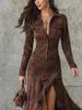 In-stock 2025 Slim Fit Zipper Stand Collar Long Dress - Autumn/Winter Bestseller