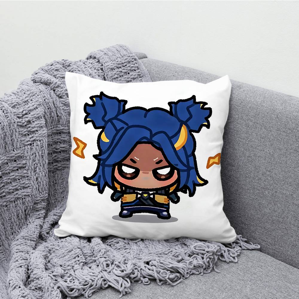 V-ValorantES Chibi Pillowcases Bedroom Living Room Sofa Home Decor Polyester Cushion Cover with Zipper