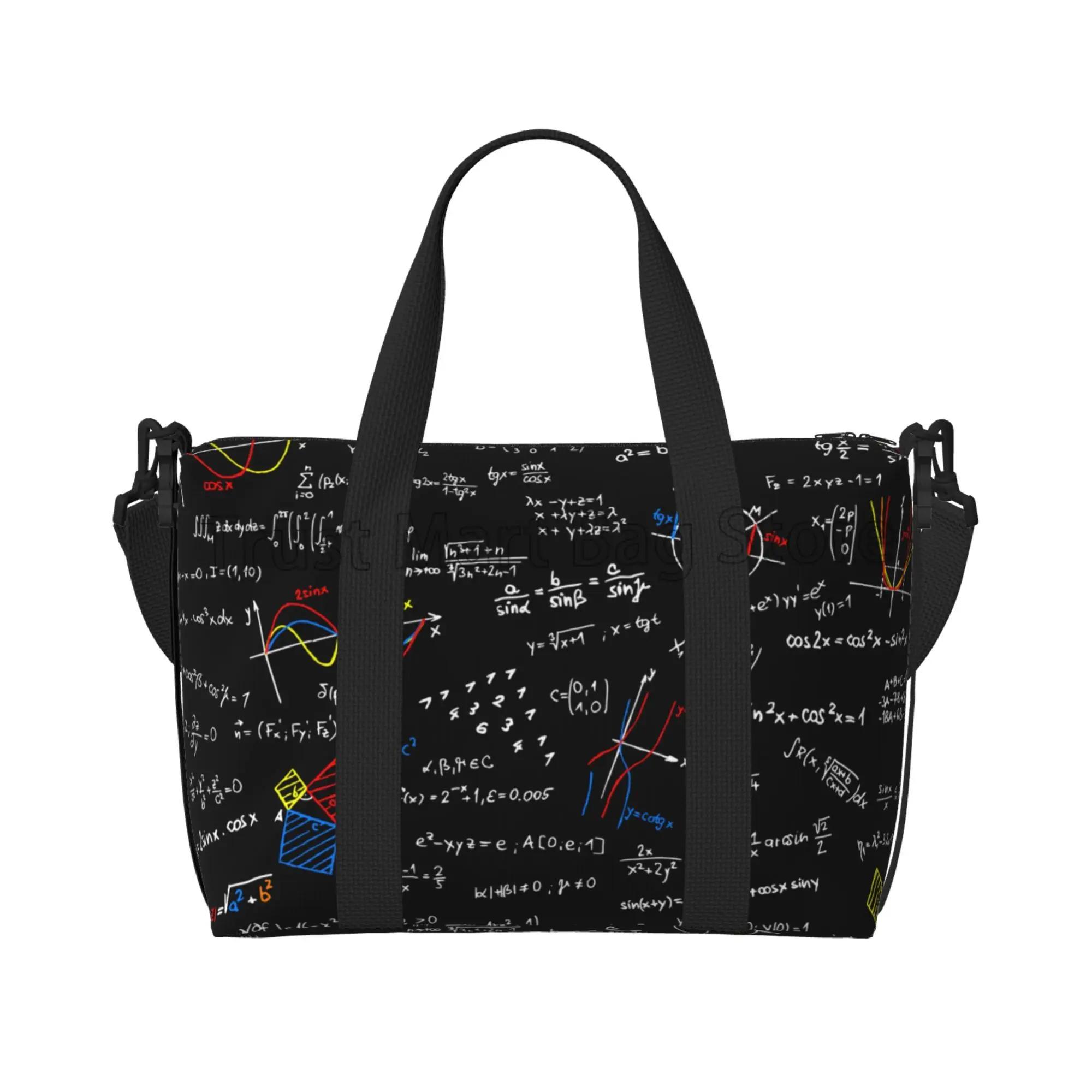 

Colorful Math Science Geometric Travel Duffel Bag Large Portable Waterproof Luggage Tote Bags Weekender Overnight Shoulder Bag