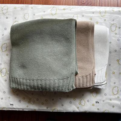 INS Style Baby Knit Pure Cotton All-Season Newborn Blanket with Ribbed Edges