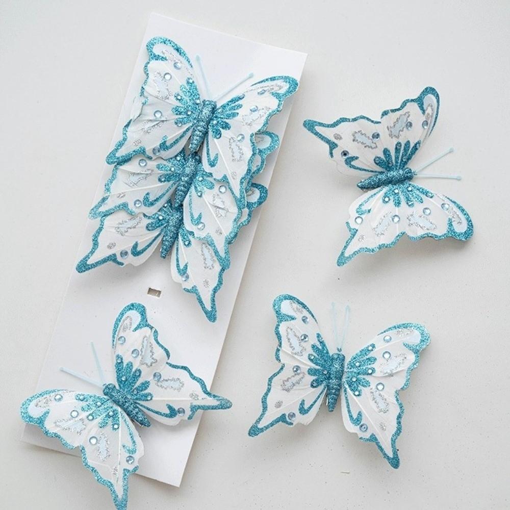 With Clip Christmas Tree Hanging Decor Artificial Simulation Butterfly Decoration  Holiday Decor