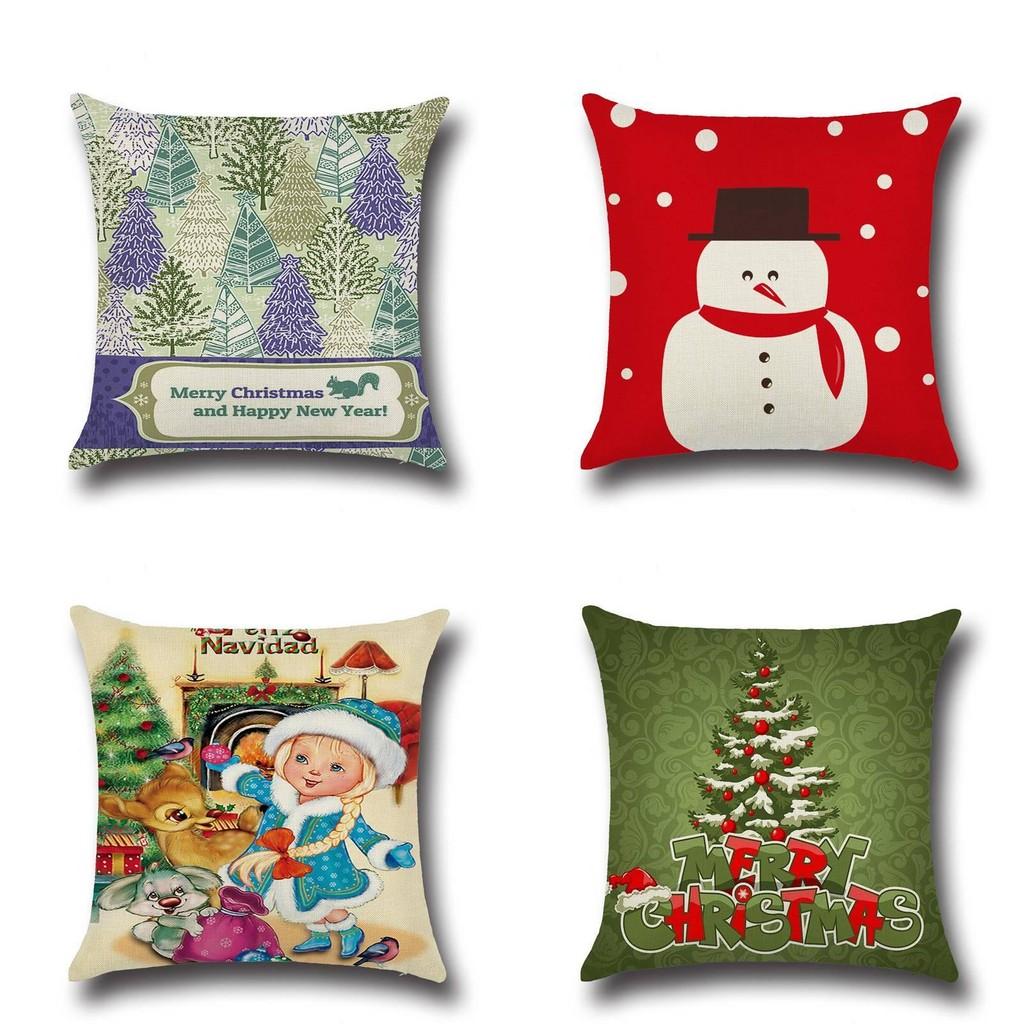Christmas Cartoon Pillow Cover Cozy Home Office Decor Sofa Bedroom Festive Gift