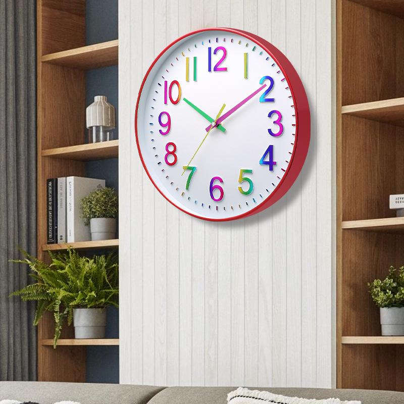 12 Zoll 30CM Leise Wanduhr, Kreativ und Modisch, Kinderzimmer Wohnzimmer Dreidimensionale Digitale Minimalistische Uhr