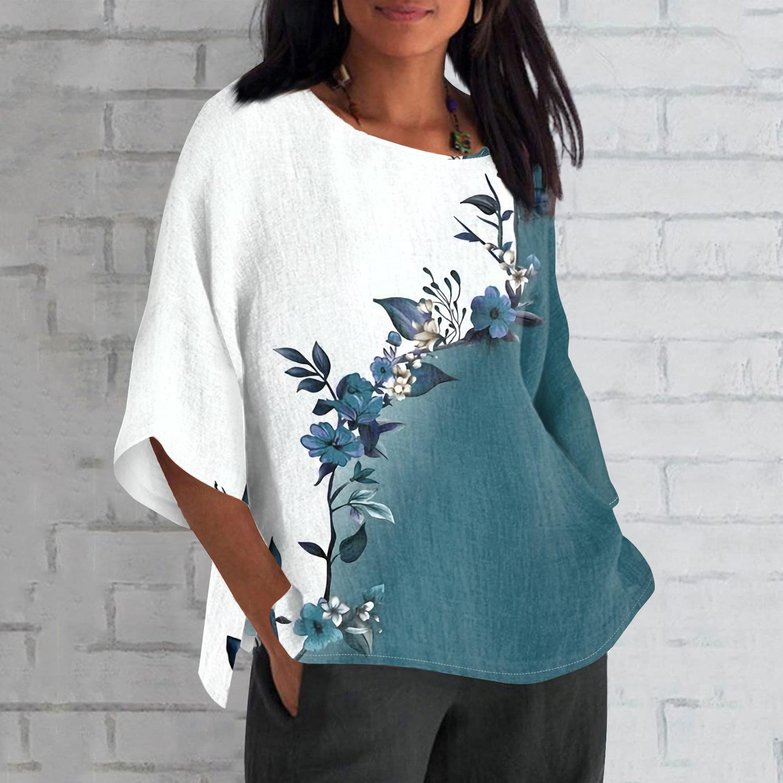 Женская мода с рукавом семь четвертей и круглым вырезом с принтом — фото 10