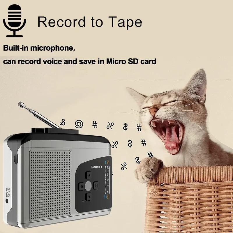 EZ234 Tape Cassette Walkman Player To MP3 Converter with Speaker AM/FM Radio Cassette Recorder To TF Card Audio Capture Card